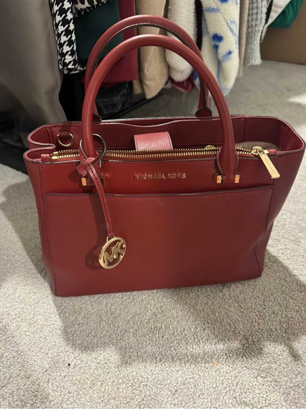 Michael Kors Red Saffiano Leather Tote